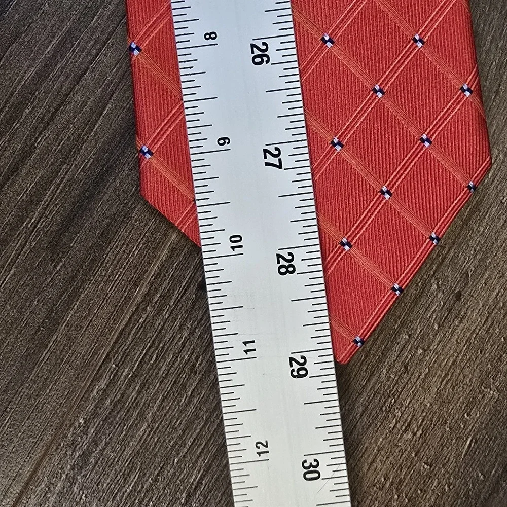 Vintage Barneys‎ New York 100% Silk Red Blue Diamond Tie Made In USA